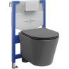 Mexen ensemble WC encastré cadre Fenix XS-F avec cuvette WC Rico et abattant à descente lente, gris foncé mat - 68030724071