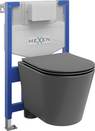 Mexen ensemble WC encastré cadre Fenix XS-F avec cuvette WC Rico et abattant à descente lente, gris foncé mat - 68030724071