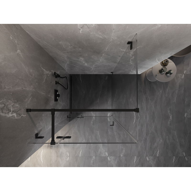 Mexen Lunar T cabine de douche pivotante gauche 90 x 90 cm, transparente, noire - 834T-090-090-70-00-L