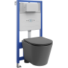 Mexen Rico ensemble WC encastré châssis Fenix Slim avec cuvette WC et abattant à descente lente, gris foncé mat