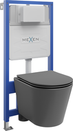 Mexen Rico ensemble WC encastré châssis Fenix Slim avec cuvette WC et abattant à descente lente, gris foncé mat