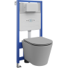 Ensemble WC encastré Mexen cadre Fenix Slim avec cuvette WC Rico et abattant à descente lente, gris clair mat - 61030724061