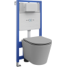 Mexen Rico ensemble WC encastré châssis Fenix Slim avec cuvette WC et abattant à fermeture lente, gris clair mat