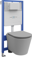 Ensemble WC encastré Mexen cadre Fenix Slim avec cuvette WC Rico et abattant à descente lente, gris clair mat - 61030724061