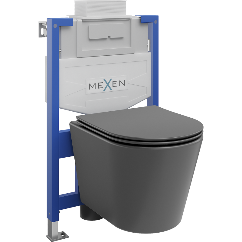 Mexen Rico ensemble encastré WC châssis Fenix XS-U avec cuvette WC et abattant à descente progressive, gris foncé mat