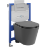 Ensemble WC encastré Mexen cadre Fenix XS-U avec cuvette Rico et abattant à descente lente, gris foncé mat - 68530724071
