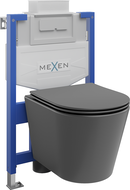 Ensemble WC encastré Mexen cadre Fenix XS-U avec cuvette Rico et abattant à descente lente, gris foncé mat - 68530724071