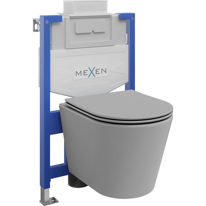 Mexen Rico ensemble encastré WC support Fenix XS-U avec cuvette WC et abattant à descente progressive, gris clair mat