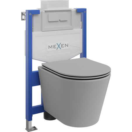 Mexen ensemble encastré WC châssis Fenix XS-U avec cuvette WC Rico et abattant à fermeture lente, gris clair mat - 68530724061