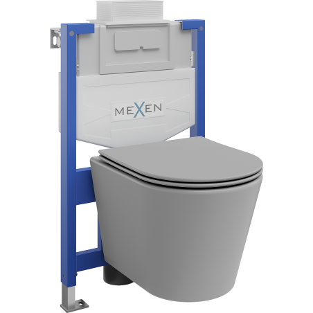 Mexen Rico ensemble encastré WC support Fenix XS-U avec cuvette WC et abattant à descente progressive, gris clair mat