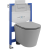 Mexen Rico ensemble encastré WC support Fenix XS-U avec cuvette WC et abattant à descente progressive, gris clair mat