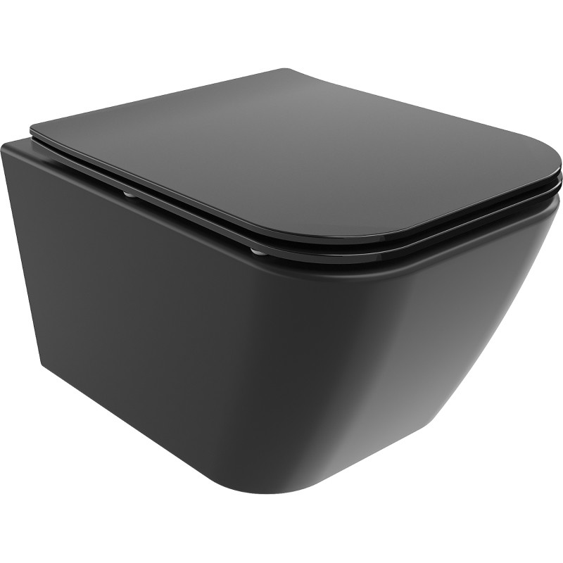 Mexen Madox cuvette WC sans bride avec abattant à descente progressive slim, duroplast, noir mat - 30154070