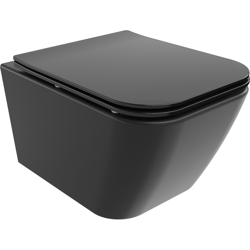 Mexen Madox cuvette WC sans rebord avec abattant à descente lente slim, duroplast, noir mat - 30154070
