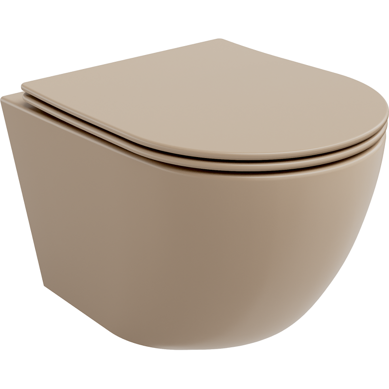 Mexen Lena cuvette wc sans rebord avec abattant à descente lente slim, duroplast, cappuccino mat - 30224064