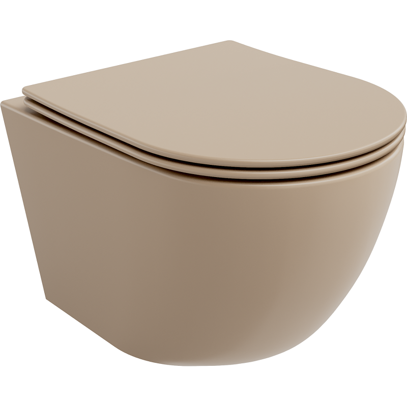 Mexen Lena cuvette WC sans rebord avec abattant slim à descente lente, duroplast, cappuccino mat - 30224064