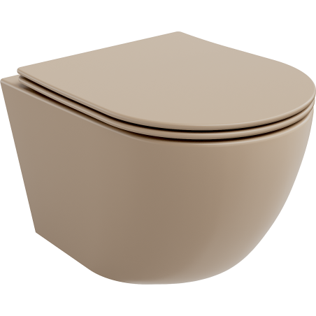 Mexen Lena cuvette WC sans rebord avec abattant slim à descente lente, duroplast, cappuccino mat - 30224064