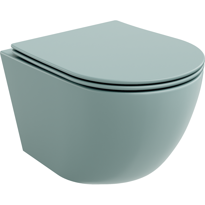 Mexen Lena cuvette WC sans bride avec abattant à descente assistée slim, duroplast, vert clair mat - 30224048