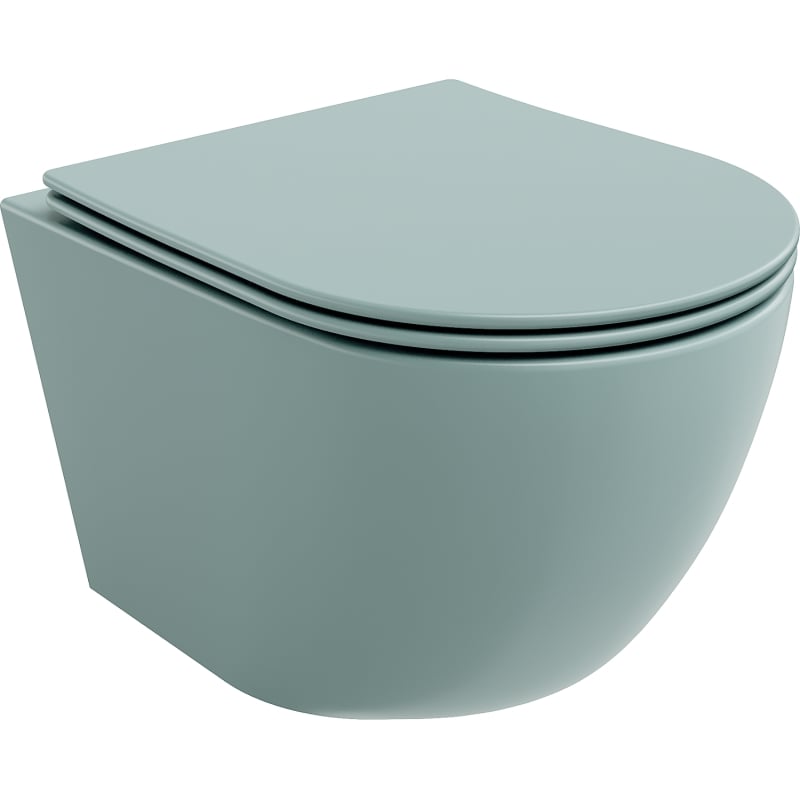 Mexen Lena cuvette wc sans bride avec abattant à descente lente slim, duroplast, vert clair mat - 30224048
