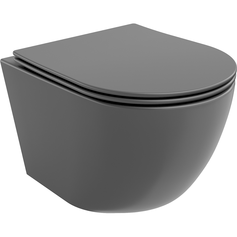 Mexen Lena bol de WC Rimless avec siège slim à fermeture lente, duroplast, Gris foncé mat - 30224071