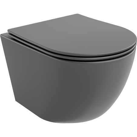 Mexen Lena bol de WC Rimless avec siège slim à fermeture lente, duroplast, Gris foncé mat - 30224071