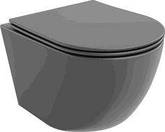 Mexen Lena cuvette WC Rimless avec abattant à descente amortie slim, duroplast, gris foncé mat - 30224071