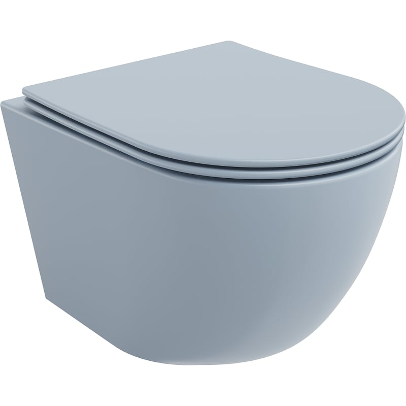 Mexen Lena cuvette WC sans bride avec abattant à descente lente slim, duroplast, gris-bleu mat - 30224069