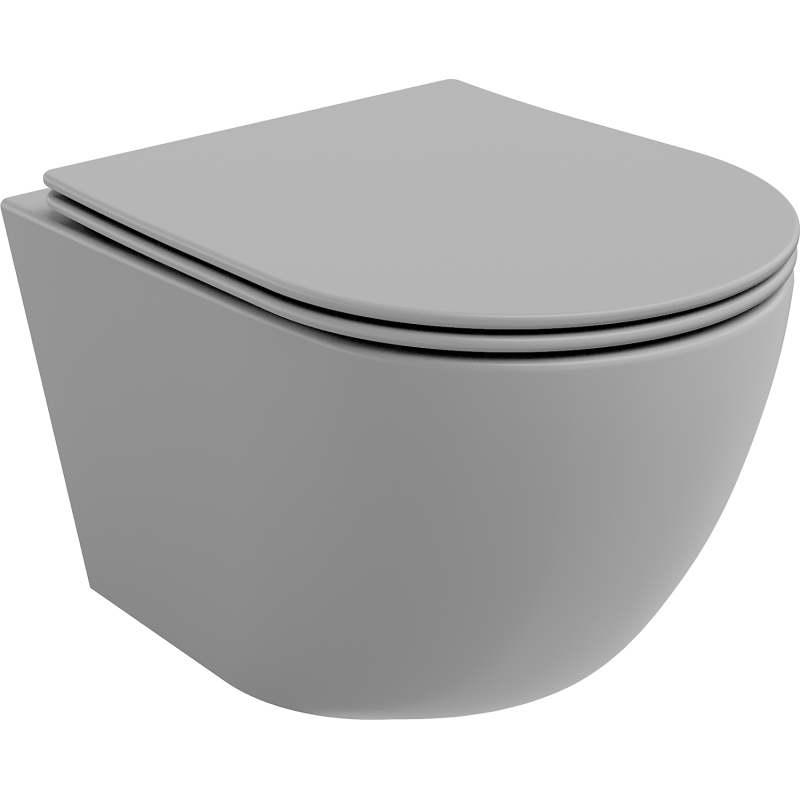 Mexen Lena bol de WC Rimless avec siège slim à fermeture lente, duroplast, Gris clair mat - 30224061