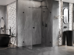 Mexen Lunar T cabine de douche pivotante droite 85 x 120 cm, transparente, noire - 834T-085-120-70-00-P
