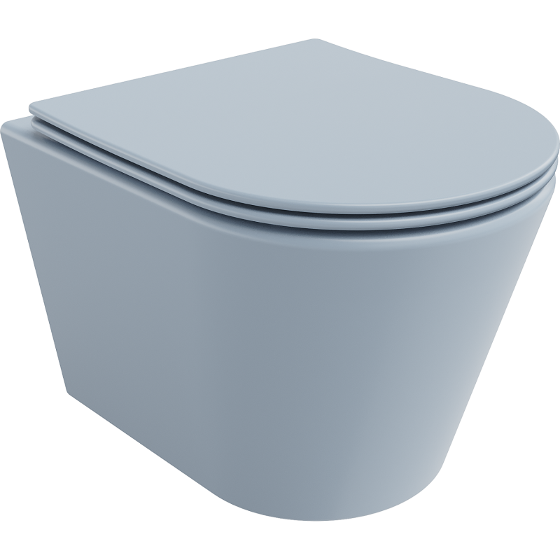 Mexen Rico cuvette WC sans rebord avec abattant à descente lente slim, duroplast, gris-bleu mat - 30724069