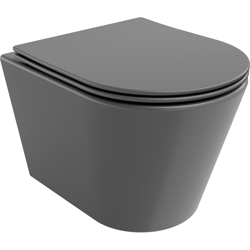 Mexen Rico bol de WC Rimless avec siège slim à fermeture lente, duroplast, Gris foncé mat - 30724071
