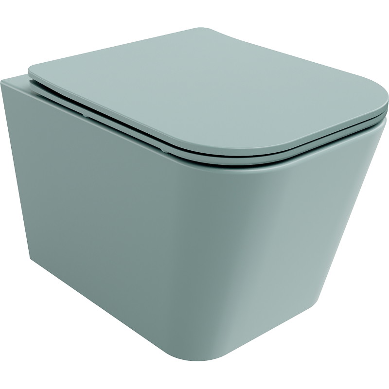 Mexen Teo cuvette WC sans bride avec abattant slim à descente progressive, duroplast, vert clair mat - 30854048