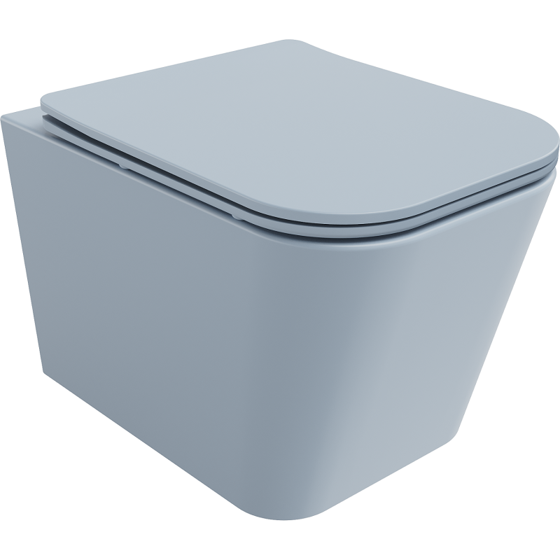 Mexen Teo cuvette WC sans rebord avec abattant à descente amortie slim, duroplast, gris-bleu mat - 30854069