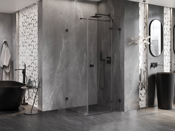 Mexen Lunar T cabine de douche pivotante droite 100 x 100 cm, transparent, noir - 834T-100-100-70-00-P