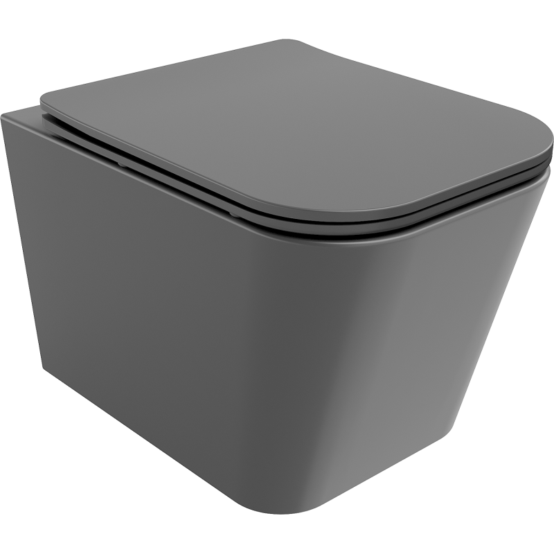 Mexen Teo cuvette WC sans bride avec abattant à descente amortie slim, duroplast, gris foncé mat - 30854071