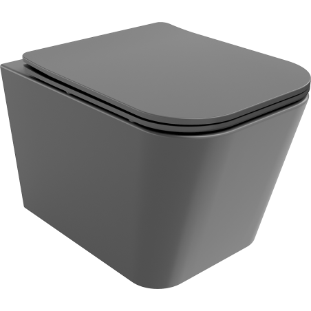 Mexen Teo cuvette WC sans bride avec abattant à descente amortie slim, duroplast, gris foncé mat - 30854071