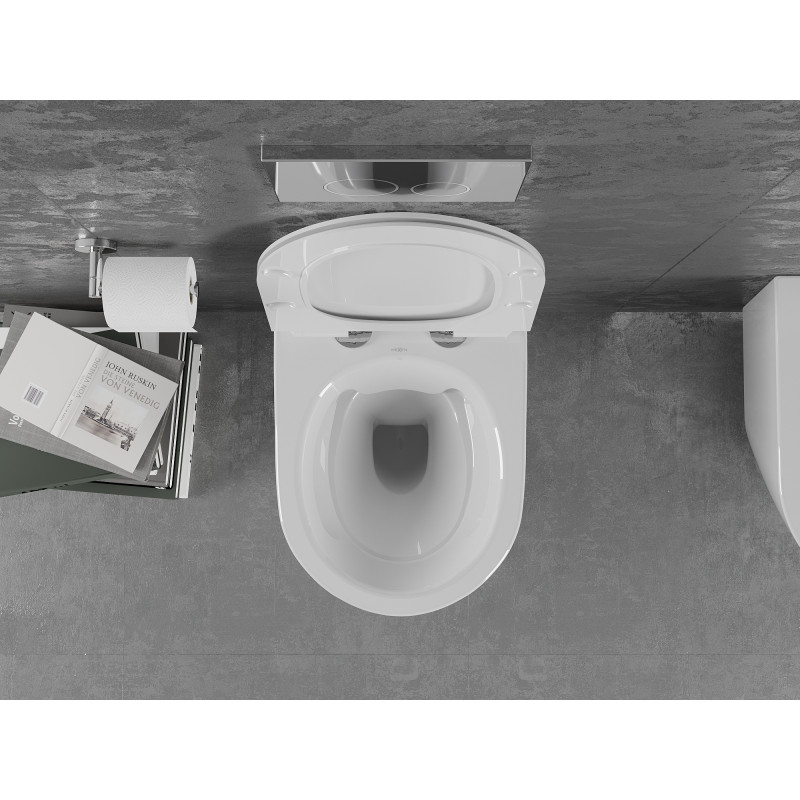 Mexen Lena cuvette wc sans bride avec abattant slim à descente progressive, duroplast, blanc brillant - 30224000