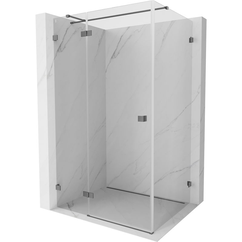 Mexen Lunar T cabine de douche pivotante à gauche 75 x 90 cm, transparent, métal gun - 834T-075-090-95-00-L