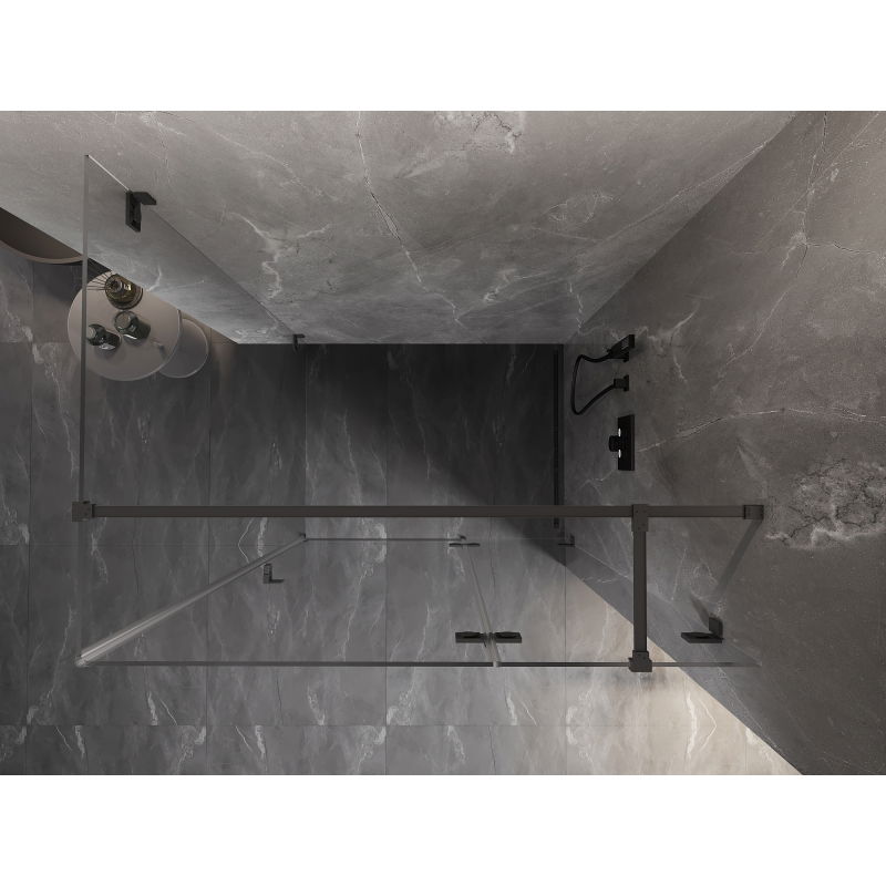 Mexen Lunar T cabine de douche pivotante droite 85 x 80 cm, transparent, métal gun - 834T-085-080-95-00-P