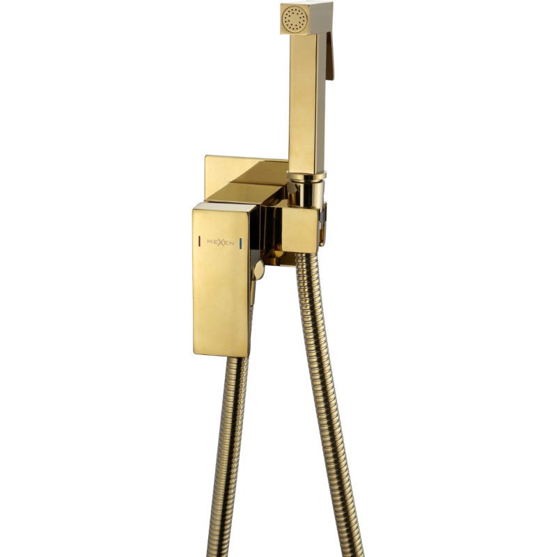 Mexen Cube robinet bidet encastré avec ensemble mural, doré - 7599150-50