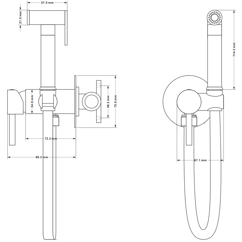 Mexen Elba robinet de bidet encastré avec ensemble à point, or - 7599250-50