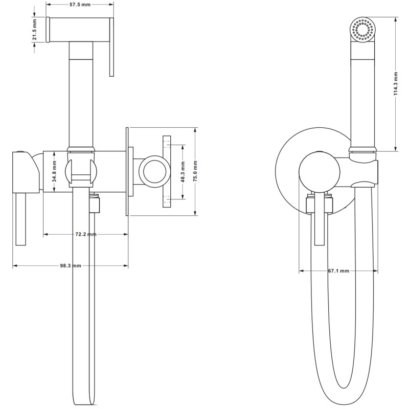 Mexen Elba robinet de bidet encastré avec ensemble ponctuel, doré - 7599250-50