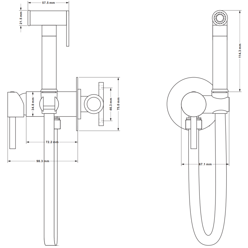 Mexen Elba robinet de bidet encastré avec ensemble ponctuel, or - 7599250-50