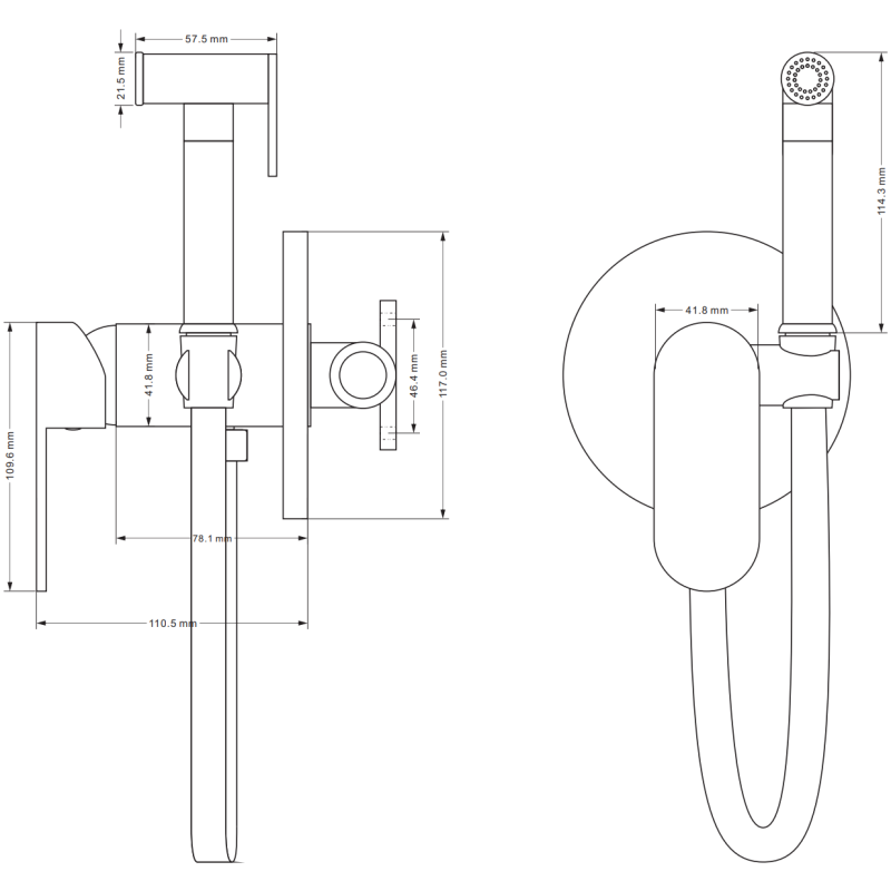Mexen Milo mitigeur bidet encastré avec ensemble à point fixe, chrome - 7599350-00