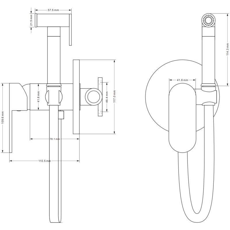 Mexen Milo robinet de bidet encastré avec ensemble ponctuel, chrome - 7599350-00