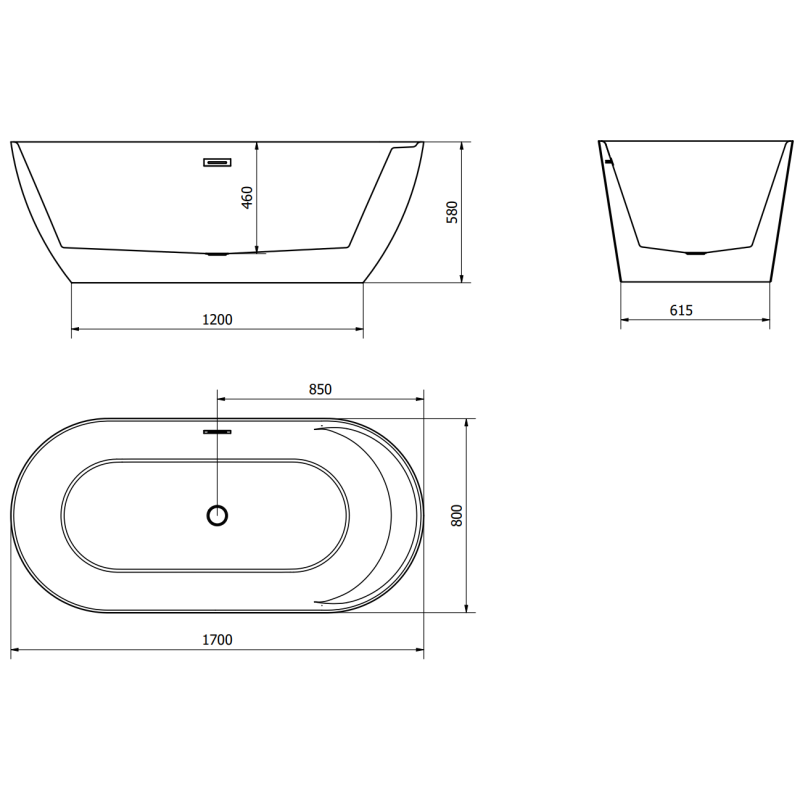 Mexen Laura baignoire autoportante 170 x 80 cm, blanche - 53401708000