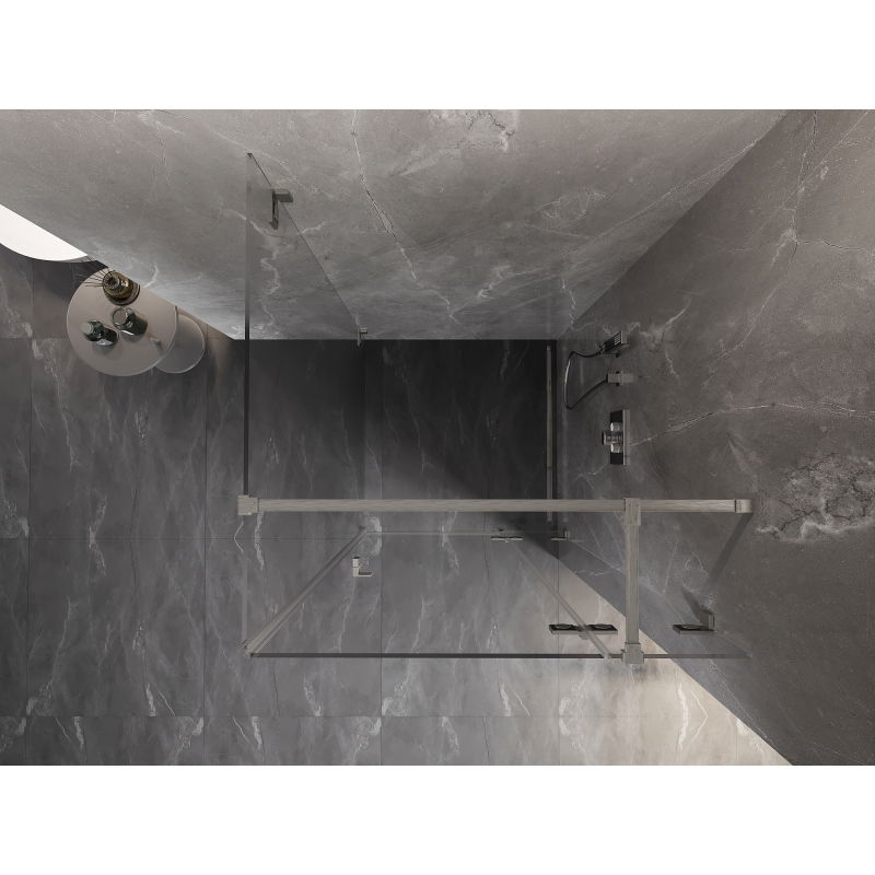 Mexen Lunar T cabine de douche pivotante droite 80 x 80 cm, transparent, nickel brossé - 834T-080-080-97-00-P