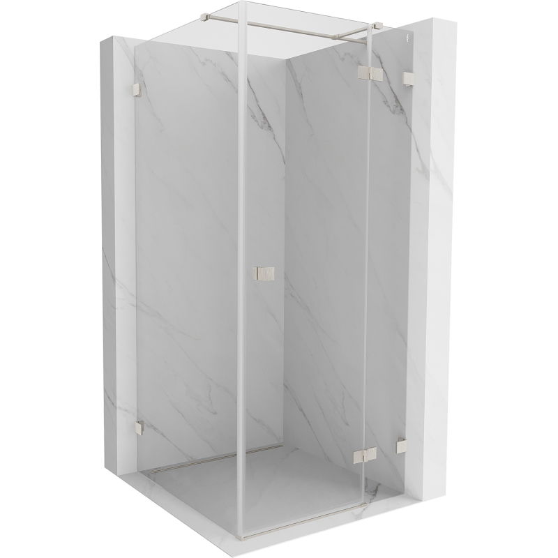 Mexen Lunar T cabine de douche pivotante droite 80 x 80 cm, transparent, nickel brossé - 834T-080-080-97-00-P