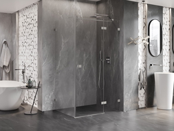 Mexen Lunar T cabine de douche pivotante droite 100 x 90 cm, transparent, nickel brossé - 834T-100-090-97-00-P