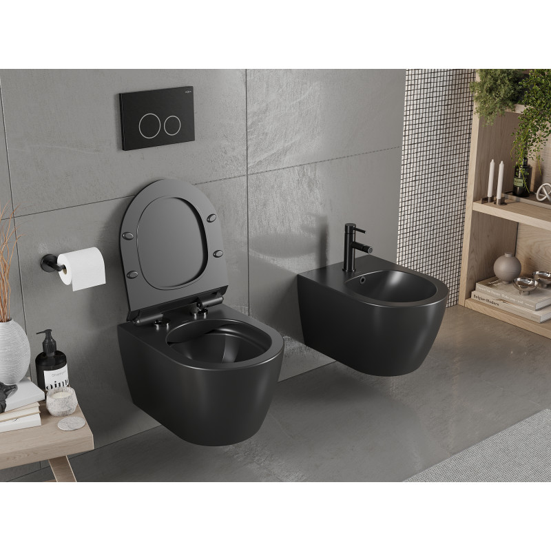 Mexen Carmen cuvette WC Rimless avec abattant à descente progressive slim, duroplast, noir mat - 30880185