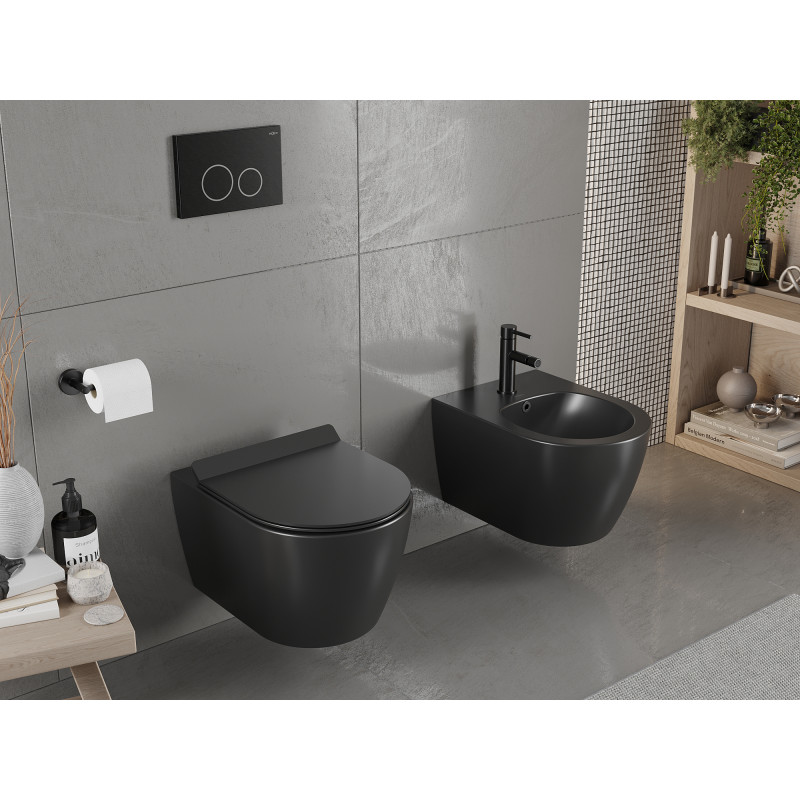 Mexen Carmen cuvette WC Rimless avec abattant à descente progressive slim, duroplast, noir mat - 30880185